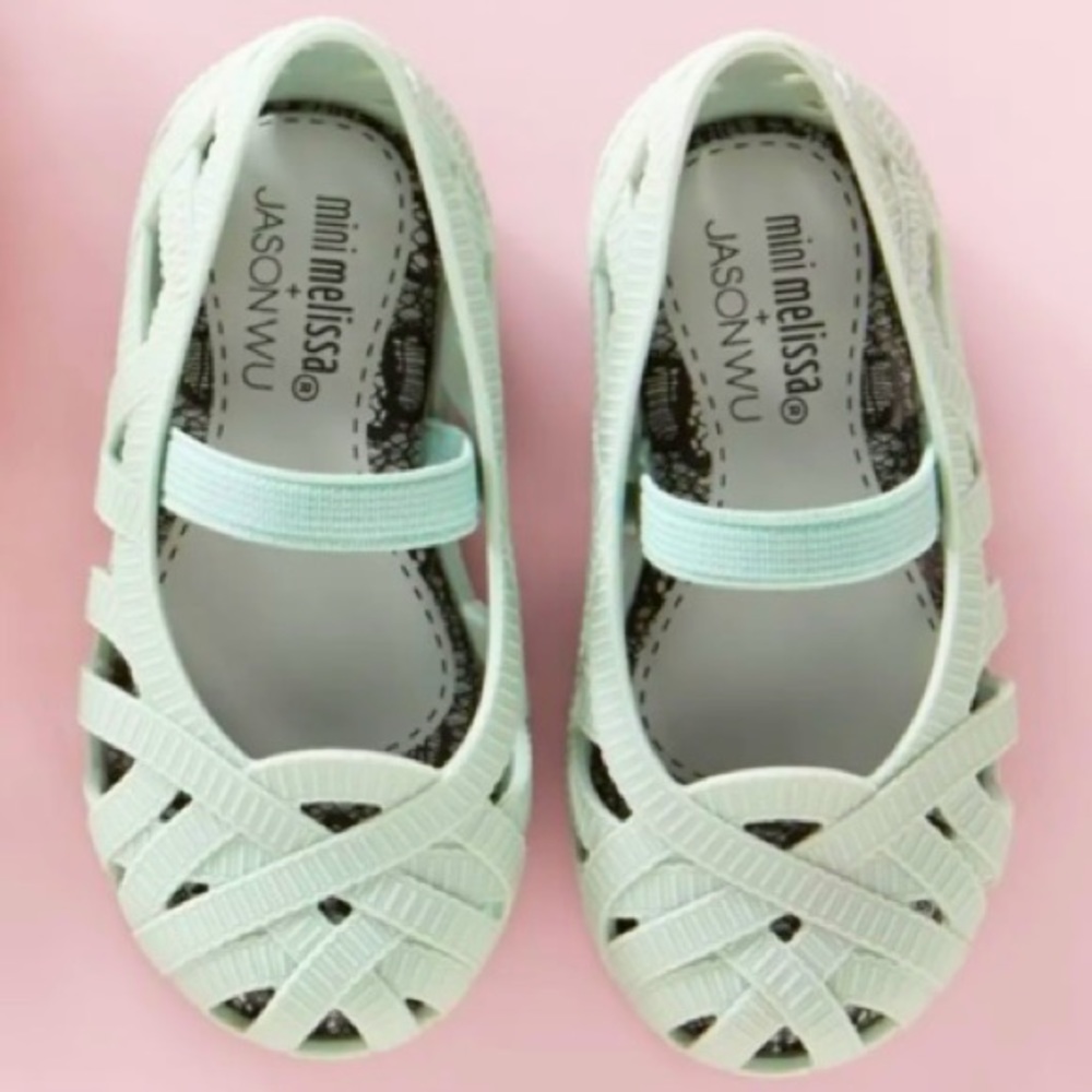 ♥️HP MINI MELISSA + Jason Wu Jean Mary Jane Flat Sz 6 Baby Green Jellies NWOT
